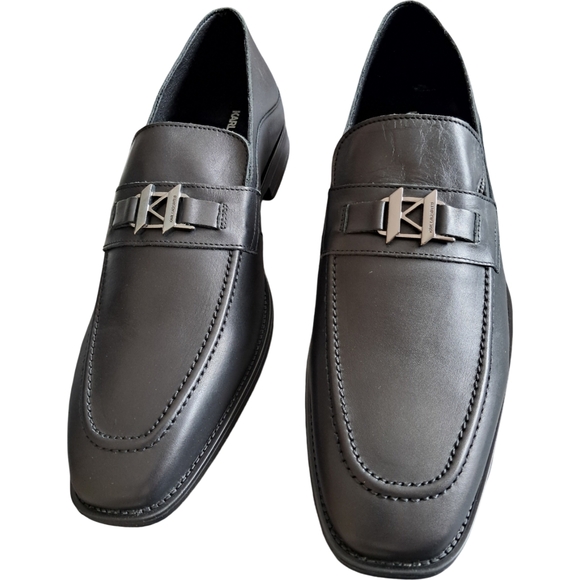 Karl Lagerfeld Paris Men's Black Leather Slip-On Loafers New Size 11.5 - Picture 4 of 12